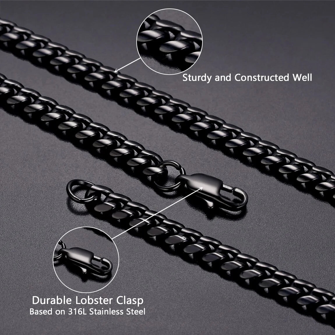 Mens Chain Stainless Steel Necklace Curb Cuban Link Neck Chains Mens Gifts