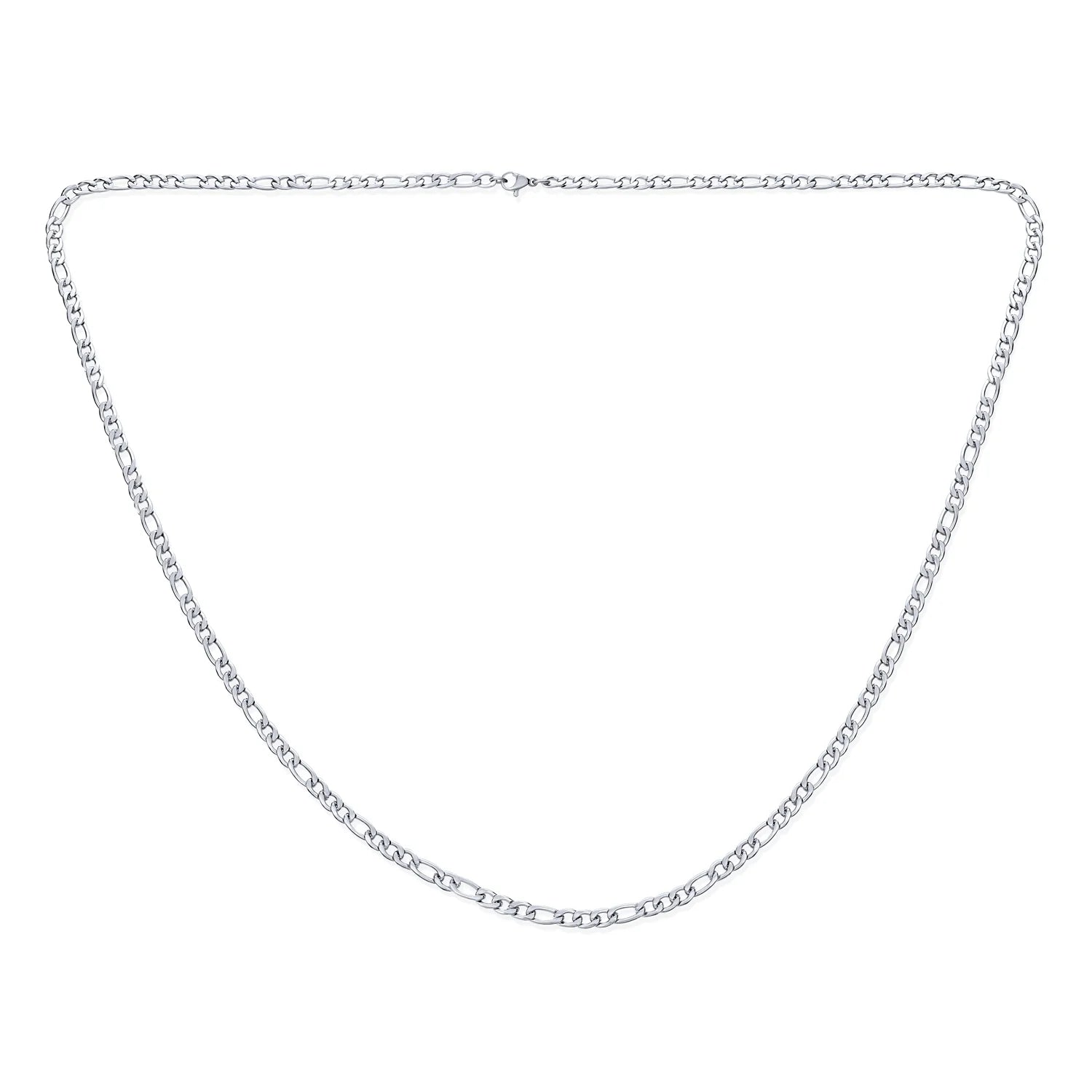 Mens Men'S Silver & Gold Tone Stainless Steel Figaro Chain Necklace 18-30 Inch