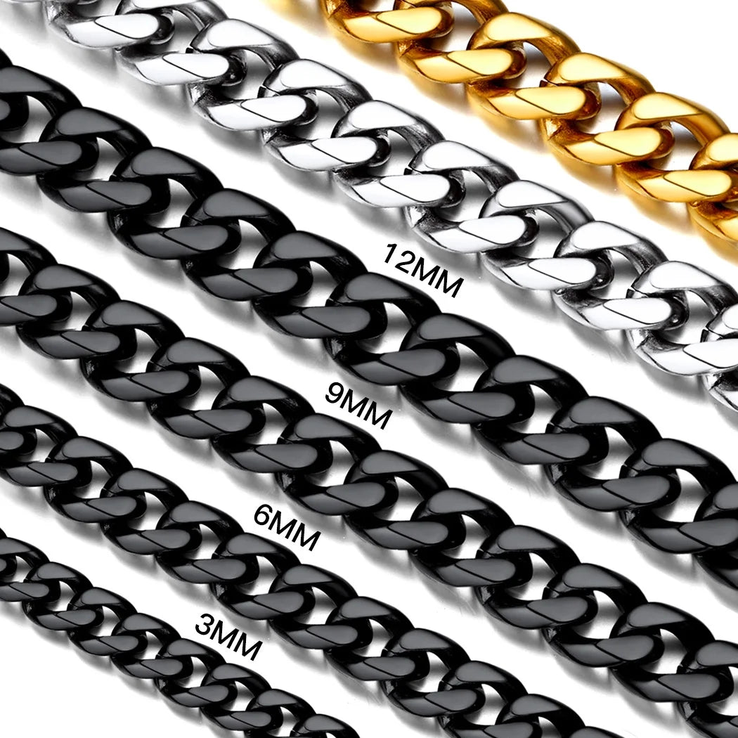 Mens Hip Hop Necklace 6Mm Miami Unisex Curb Cuban Link Chain，316L Stainless Steel