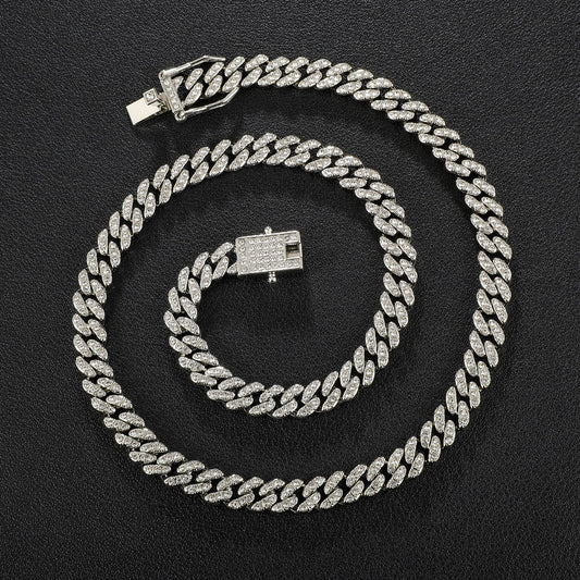 Male Zircon Cuban Chain Necklaces for Men Women Hip Hop Silver Teen Jewelry 8MM 20Inch