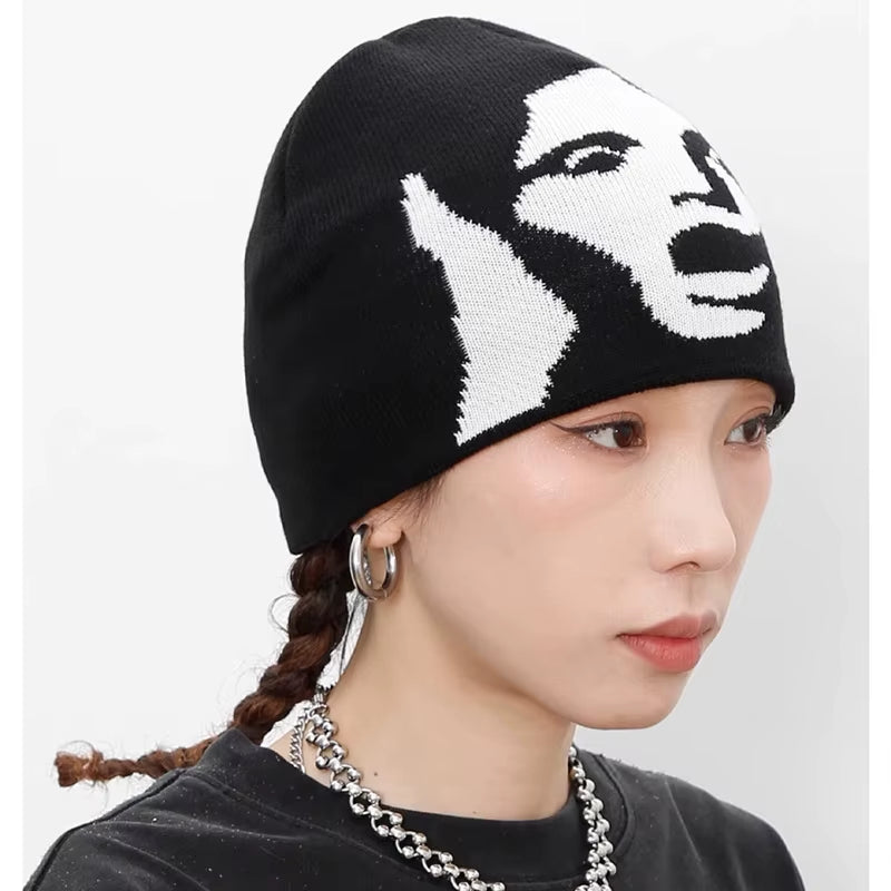 Women Hat Knitting Beanies Pullover Y2K Streetwear Korean Fashion Winter Fashion Vintage Pullover Kpop Goth Warm Hip Hop Unisex