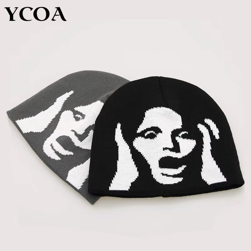 Women Hat Knitting Beanies Pullover Y2K Streetwear Korean Fashion Winter Fashion Vintage Pullover Kpop Goth Warm Hip Hop Unisex