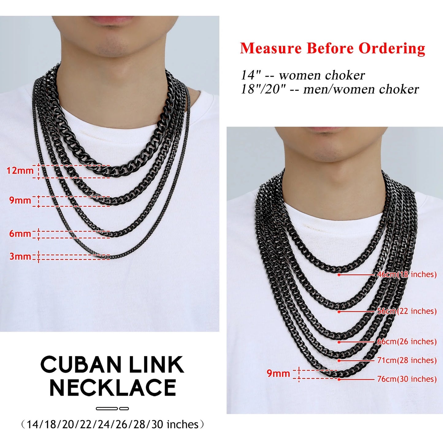 Mens Hip Hop Necklace 6Mm Miami Unisex Curb Cuban Link Chain，316L Stainless Steel