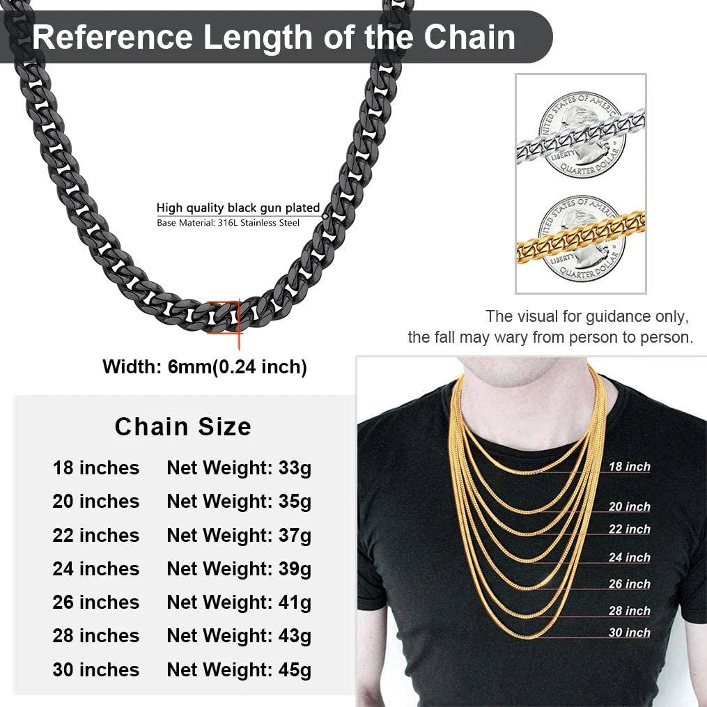 Mens Chain Stainless Steel Necklace Curb Cuban Link Neck Chains Mens Gifts