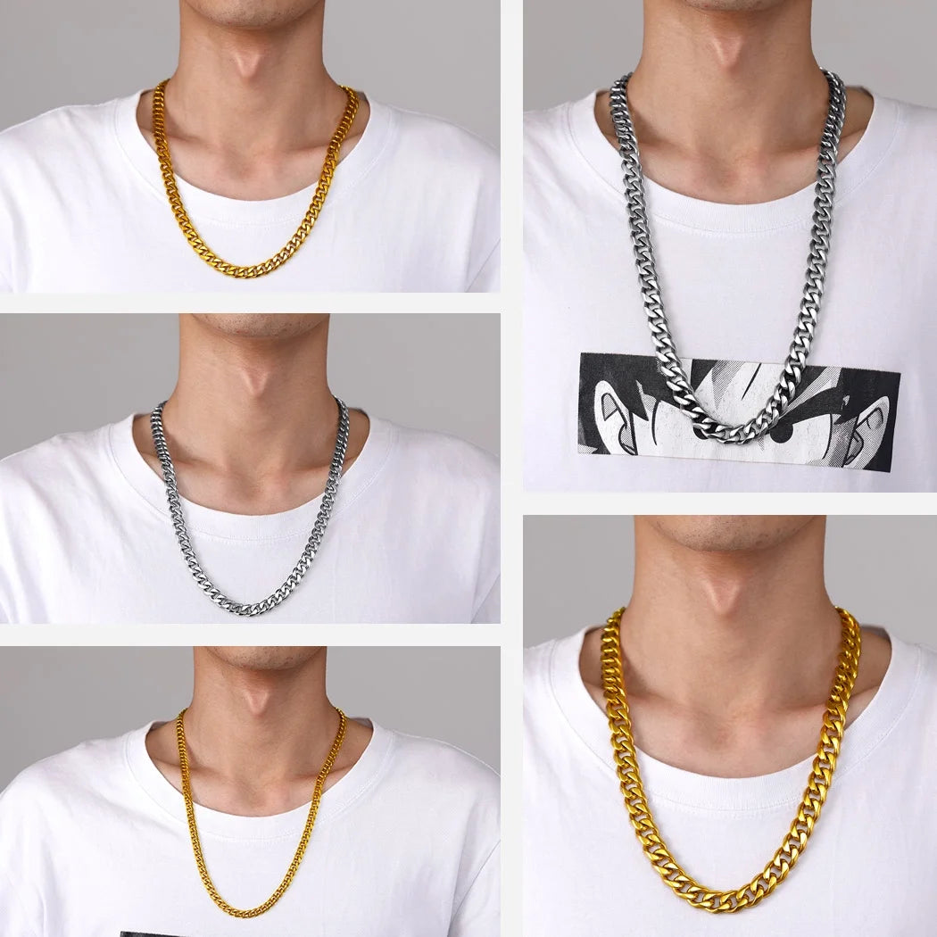 Mens Hip Hop Necklace 6Mm Miami Unisex Curb Cuban Link Chain，316L Stainless Steel